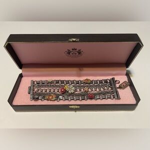 Juicy Couture Industrial Antique Silver with Flowers Bracelet